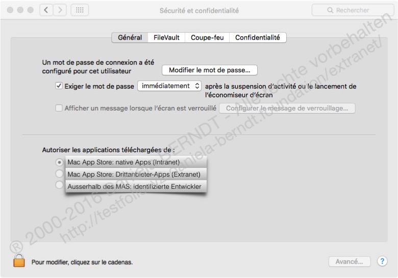  Mac OS X El-Capitan-Einstellungen (Testfolio Omega v1.0/2016+). 